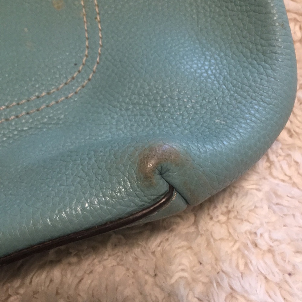 RARE Teal "Penelope" Pebbled Leather Tote - Picture 8 of 14
